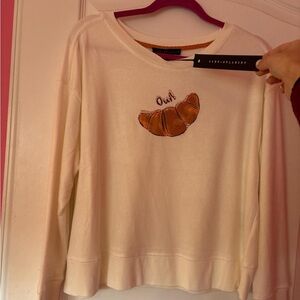 Jane and Delancey Cream Sweater with Croissant Design